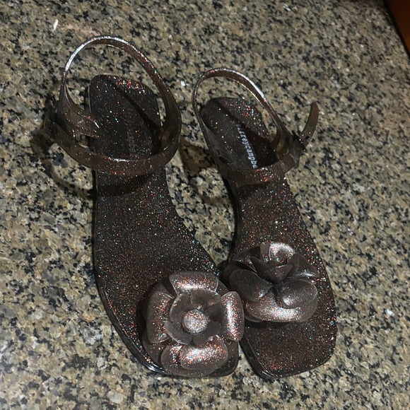 Jeffrey Campbell Glitter jelly Sandals with Floral Accent - Picture 2 of 5
